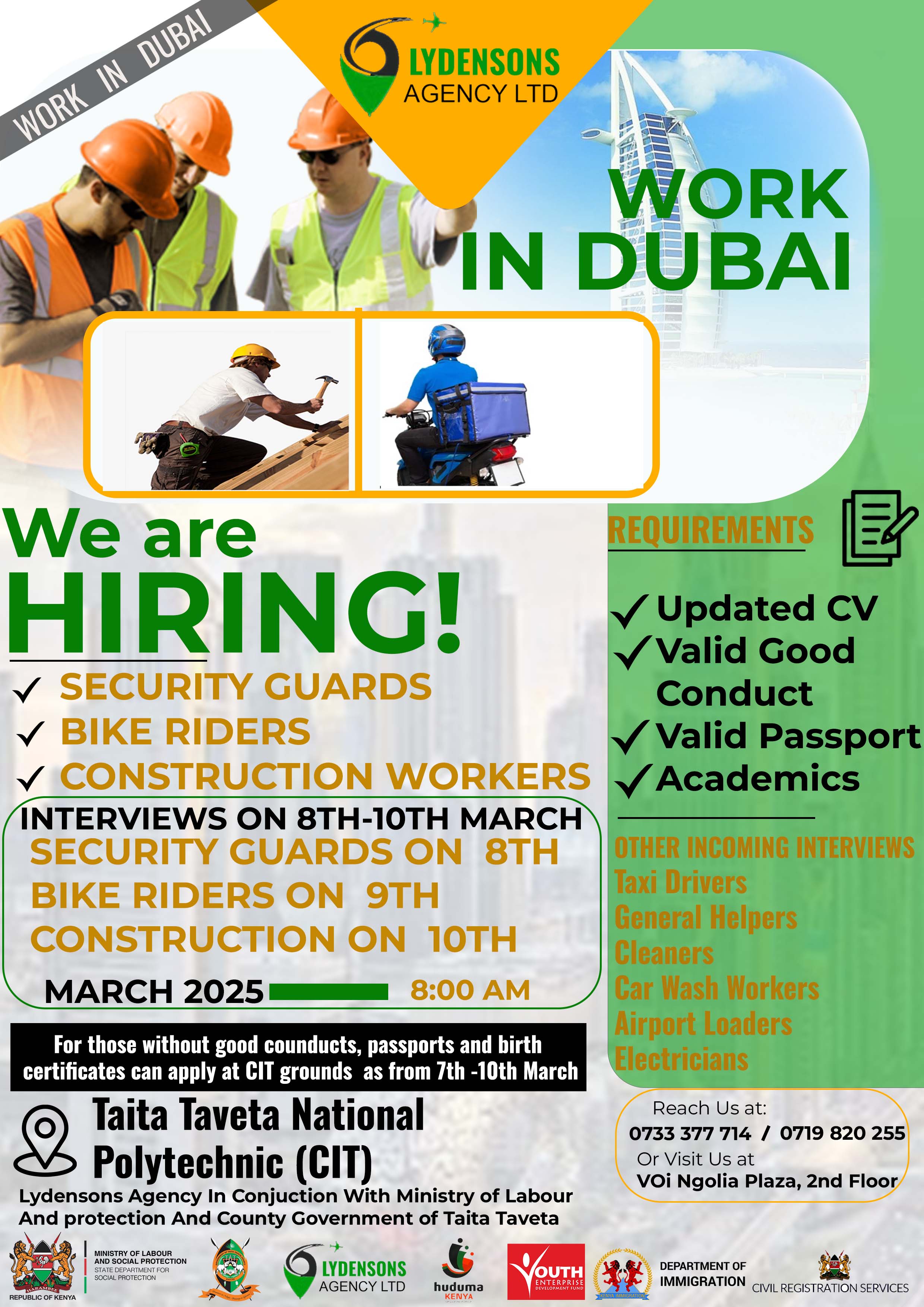 JOB INTERVIEWS ON 8TH-10TH MARCH
